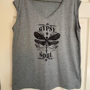 Women's Gray Graphic Muscle Tee